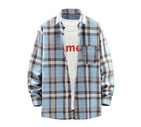 Men's Cotton Long Sleeve Casual Plaid Flannel Shirt Checked Button Down Shirts Loose Blouse Regular Fit Tops Business Button Down Stand Collar Cardigan