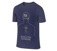 Men's Cotton Marilyn T-Shirts Cool Logo Round Neck Manson T Shirts Crew Neck Short Sleeve Summer Casual Black Singer T-Shirts Merch Clothes Tops for Men Fans Gifts, navy blue, XL