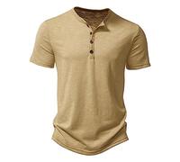 Mens Cotton Polo Shirts Men's Short Sleeve 1/4 Zip Plain Casual Slim Fit Gym Running Tops Basic Khaki