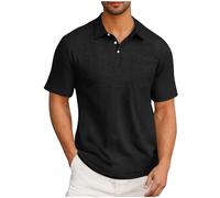 Men's Cotton Polo Shirts Short Sleeve Casual Summer Shirts Classic Collared Golf Shirt with Pocket Dress Office Work Tops Regular-Fit Lightweight Comfortable Solid Color Activewear M-4XL Black