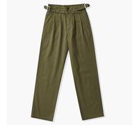 Men's Cotton Retro Flat Front Chino Pant Straight Western Gurkha Pants 2025 Summer Trendy Trousers Army Green