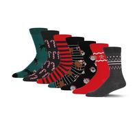 Mens Cotton Rich Christmas Socks (7 Pair Multipack) - Soft Colourful Novelty Christmas Socks for Men. Perfect For Xmas Eve Box Fillers, Stocking Fillers for Men, Christmas Gifts for Him 7 - 11
