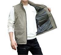 Men's Cotton Rich Waistcoat Jacket Multi Pocket Vest Outdoor Fishing Camping Activewear Sleeveless Traveling Photography Hiking Hunting Tactical Outerwear Gilet Lightweight Windproof Thin Vest Jacket