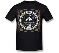 Men's Cotton Shirt Men's Hawthorne Heights The Silence in Black and White Acoustic T Shirts Black Classic Style