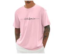 Men's Cotton Shirts Regular and Big and Tall Short Sleeve V Neck Oversized Casual Summer Tee Tops Base Layer Running Top for Gym Sports Fitness Workout Cycling,Training Tshirts (Pink,XL)