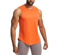 Men's Cotton Singlet Sleeveless Vests Bodybuilding Training Gym Tank Tops Basic Plain Colour Casual Undershirt Workout Tank top Men Rash Vest Mens Twin Pack Barbour Shirt Men (Orange, M)
