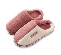 Men's Cotton Slippers, Plush Men's Felt Slippers, Stylish Winter Slippers, Warm Slip-On House Slippers, Two-Tone House Slippers, Lightweight Slippers, Soft, Comfortable, red, 5 UK
