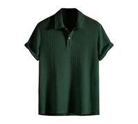 Men's Cotton Solid Color Casual Fashion Short Sleeve Lapel Korean Shirt Short Sleeve Tops, Ag-B, 3XL
