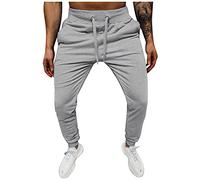 Men's Cotton Sports Trousers Long with Cuffs Slim Fit Gym Pants Hip Hop Sweatpants Sport Harem Trousers Black Training Trousers Fitness Running Trousers with Pockets Comforty Fitness Trousers, gray, L