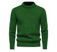Mens Cotton Sweater Crew Neck Knitted Jumper Chunky Fisherman Knit Jumper Thick Thermal Pullover Knitwear Raglan Sleeve Work Jumper Golf Sweater Autumn Winter Casual Warm Solid Color Jumper