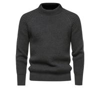 Mens Cotton Sweater Crew Neck Knitted Jumper Chunky Fisherman Knit Jumper Thick Thermal Pullover Knitwear Raglan Sleeve Work Jumper Golf Sweater Autumn Winter Casual Warm Solid Color Jumper