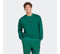 adidas Men's ESSENTIALS FEELCOZY FLEECE SWEATSHIRT, collegiate green/black, M