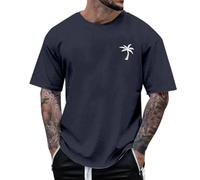 Men's Cotton T-Shirt Breathable Soft Short Sleeve Tee Casual Crew Neck T Shirts Summer Tops Basic Lightweight Gym Running Tshirts Workout Athletic Fit Sports Shirts Activewear (Navy,XXXXXL)