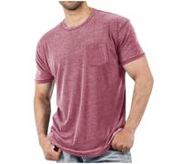 Men's Cotton T-Shirts Casual Basic Crew Neck Tshirts Short Sleeve Round-Neck Tee Shirts with Pocket Workout Fitness Muscle Tops Athletic Gym Running Quick Dry Walking UK s