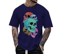 Mens Cotton T Shirts,Color Gradient Skeleton| Print Novelty Halloween Coat Men And Women T Shirt Adult