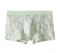 Men's Cotton Underwear Boxer Shorts with Snake Pattern, Loose Fit Breathable Trunks and U Convex Pouch for Daily Comfort (2XL Green)