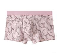 Men's Cotton Underwear Boxer Shorts with Snake Pattern, Loose Fit Breathable Trunks and U Convex Pouch for Daily Comfort (3XL Pink)