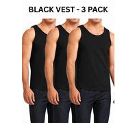 Mens Cotton Vest Casual Gym Tops - Black / 5XL