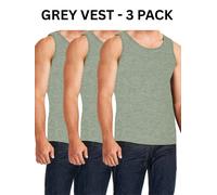 Mens Cotton Vest Casual Gym Tops - Grey / 5XL