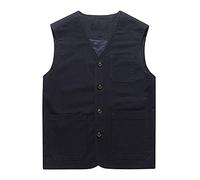 Men's Cotton Vest, Increased Thicker Casual Vest, Dad Wear Waistcoat Middle-Aged and Elderly Casual Vest Men's Waistcoats Sleeveless Gilets (Color : Black, Size : 5XL)