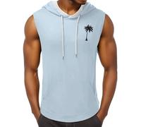 Mens Cotton Vest Tank Tops Sleeveless Plain Breathable Slim Fit Summer Top Vest Everyday Athletic wear, Easy Fit Men Workout Shirts Workwear Dirndl Blouse Mens Clothes Summer (Sky Blue, L)