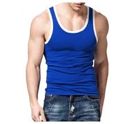 Men's Cotton Vests Bodybuilding Training Gym Basketball Tank Tops Basic Plain Color Casual Undershirt Mens Tank Tops XXXL Mens Vests 3 Pack Winter Vest Mens Smart Shirt (Blue, M)