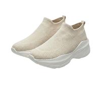 Mens Couples Sneakers Breathable Mesh Upper Lightweight Soft Sole Thick Heel Raiser Casual Shoes Camp Shoes Men Black, khaki, 7 UK