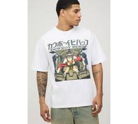 Men's Cowboy Bebop Oversized License Print T-Shirt | White | Size X-Small | BOOHOOMAN
