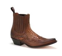 Men's Cowboy Boots Crocodile Print Cuban Ankle Boot Western Boots Casual Chukka Ankle Boots Desert Boot,Brown,8 UK