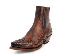 Men's Cowboy Boots with Pointed Toe Western Boot Pull-on Desert Boot Combat Army Military Grunge,A Brown,11 UK
