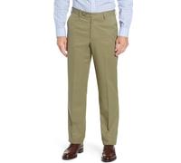 Men's Cozy Hidden Expandable Waist Dress Pants | Premium Stretch Texture Weave Work to Weekend Pant, Olive, 32W / 30L