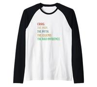 Mens Craig Man Myth Legend Bad Influence Funny First Name Raglan Baseball Tee