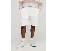 Mens Cream Ecru Oversized Tonal Worldwide Embroidered Mid Length Shorts, Cream S
