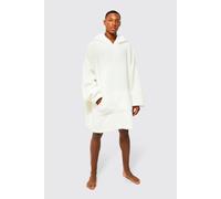Mens Cream Extreme Oversized Borg Hoodie, Cream S
