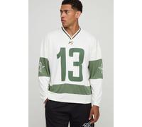 Mens Cream Oversized 13 Mesh Hockey Top, Cream XS