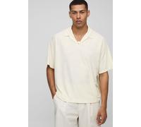 Mens Cream Oversized Boxy Palm Revere Polo, Cream XS