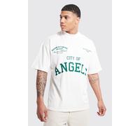 Mens Cream Oversized Multi Graphic Embroidered T-shirt, Cream M