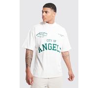 Mens Cream Oversized Multi Graphic Embroidered T-shirt, Cream XL