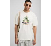 Mens Cream Oversized Palm Print Monte Carlo T-Shirt, Cream M