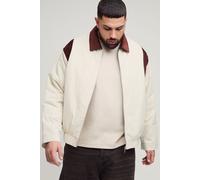 Mens Cream Plus Cord Contrast Collar Oversized Fit Padded Jacket, Cream XXXXL