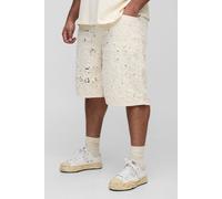 Mens Cream Plus Lasered Super Distressed Jorts, Cream 38