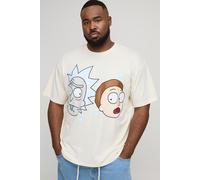 Mens Cream Plus Oversized Rick & Morty Printed License T-Shirt, Cream 3XL