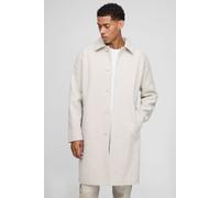 Mens Cream Regular Fit Raglan Single Breasted Melton Car Coat, Cream L