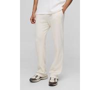 Mens Cream Relaxed Ribbed Textured Knitted Jogger, Cream M