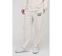 Mens Cream Straight Leg Waffle Jogger, Cream M
