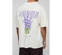 Mens Cream Tall Oversized Lavender Haze Print T-Shirt, Cream M