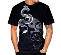 Men's Creative 3D Printed T Shirt Tai Chi Yin Yang Short Sleeves Crew Neck Dragon Graphic T-Shirt