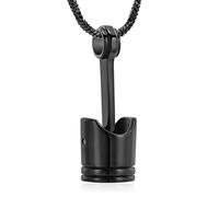 Mens Cremation Jewelry Motor Piston Urn Necklace for Ashes Keepsake Memorial Ashes Jewelry for Human/Pet Ashes