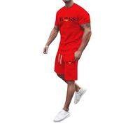 Men's Crew Neck 2 Piece Outfits Long Sleeve Pullover Set Tops Bottoms Casual Mens t Shirt Suit Sweatshirt and Joggers Vacation Clothes 2pcs Sports Sweat Suit (Red,XXL)