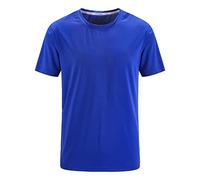 Men's Crew Neck Bamboo Short Sleeve T-Shirt Solid Moisture-Wicking Slim-fit Tees Summer Casual Undershirts (Blue 1,L)